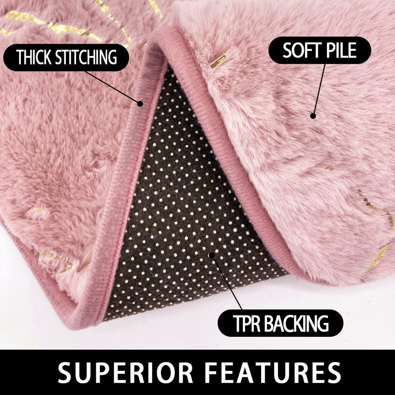 Eanpet Marble Bathroom Rugs Nonslip Pink Bathroom Mats Ultra Soft Washable Bath Mats for Bathroom Floor Mats Carpet Water Absorbent Shower Rug Decoration for Kitchen Bedroom Living Room - Image 4