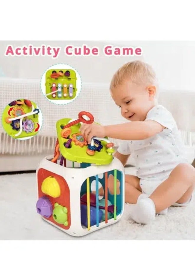 Montessori Toys for 1 to 3-Year-Old Boys Girls Toddlers,  Baby Activity Center Shape Sorter 7 in 1 Sorting Box,Sorting & Stacking Toys for Toddlers and Kids Preschool, Educational Toys, Color Recognition Stacker Shape Sorter, Learning Puzzles Gift  - Image 1