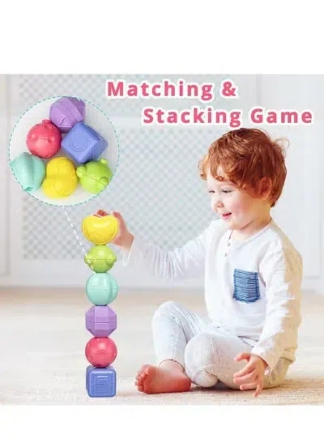 Montessori Toys for 1 to 3-Year-Old Boys Girls Toddlers,  Baby Activity Center Shape Sorter 7 in 1 Sorting Box,Sorting & Stacking Toys for Toddlers and Kids Preschool, Educational Toys, Color Recognition Stacker Shape Sorter, Learning Puzzles Gift  - Image 2