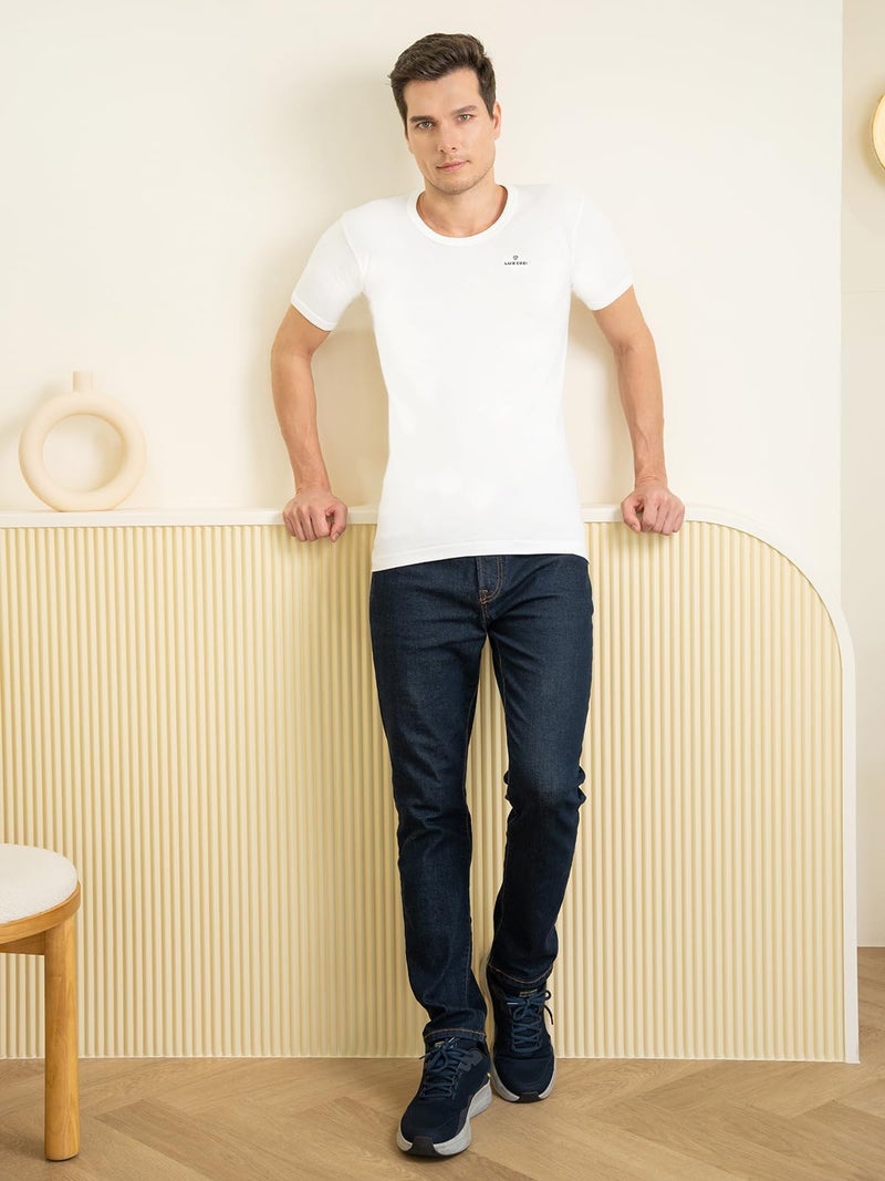 Lux Cozi Men's Pack of 3 White Round Neck Half Sleeves 100% Cotton Vest (Size : 85cm) - Image 3