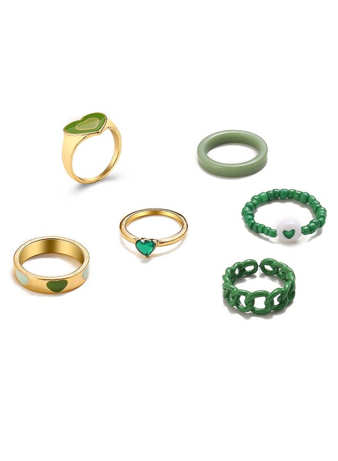 Fashion 6-Pieces Love Heart Alloy Rings - Image 2