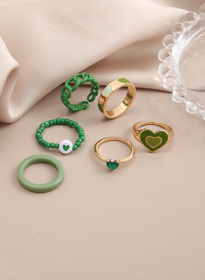 Fashion 6-Pieces Love Heart Alloy Rings - Image 3
