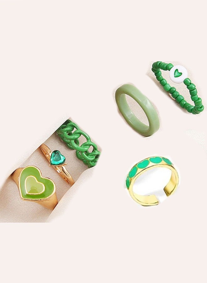 Fashion 6-Pieces Love Heart Alloy Rings - Image 1