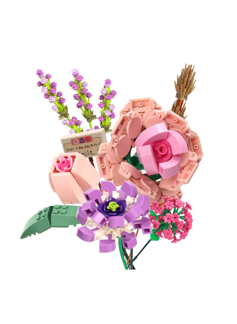 نيبمينينت Flower Bouquet Building Blocks, KASTWAVE Block Creativity Artificial Flowers Toy Set for 6+ Kids, Gift Children, Friends, Families (without Vase) (Set 1)  - Image 1