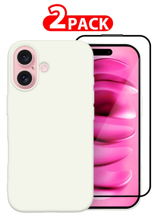 CATANES (for iPhone 16) 2 Pack Case and Screen Protector, Slim Silicone Case, Full Covered Anti Scratch Shockproof Protective Cover  - Image 1