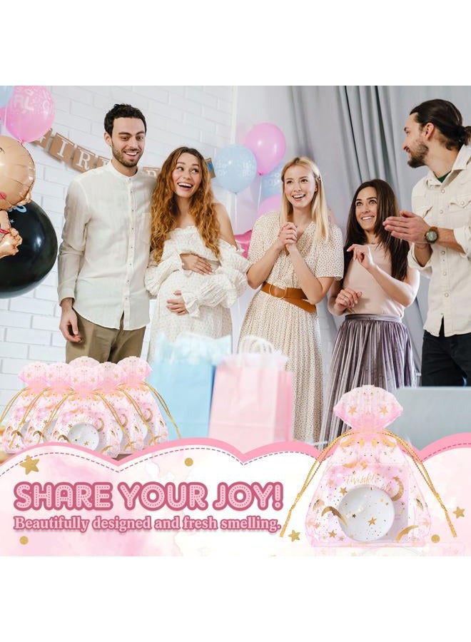 Datanly 50 Sets Baby Shower Candle Favors 50 Pcs Tea Light Candles for Guests with 50 Pcs Moon Star Organza Bags and 50 Pcs Little Star Thank You Tags Party Favors for Baby Gender Reveal (Pink) - Image 4