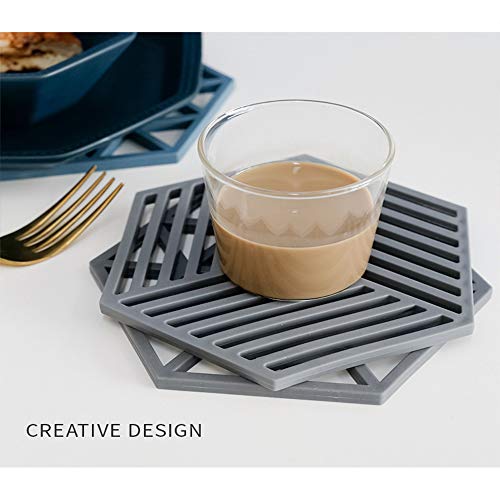 Mockery PVC Trivets Mats for Dishes and Pots, Trivets Hot Pads for Table Countertops, Heat Resistant Trivets, Kitchen Pot Mat Table Décor trivets Pads for Bowl Dish Cooking Dining Set (3PCS, Grey) - Image 5