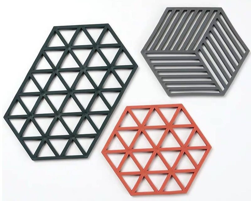 Mockery PVC Trivets Mats for Dishes and Pots, Trivets Hot Pads for Table Countertops, Heat Resistant Trivets, Kitchen Pot Mat Table Décor trivets Pads for Bowl Dish Cooking Dining Set (3PCS, Grey) - Image 2