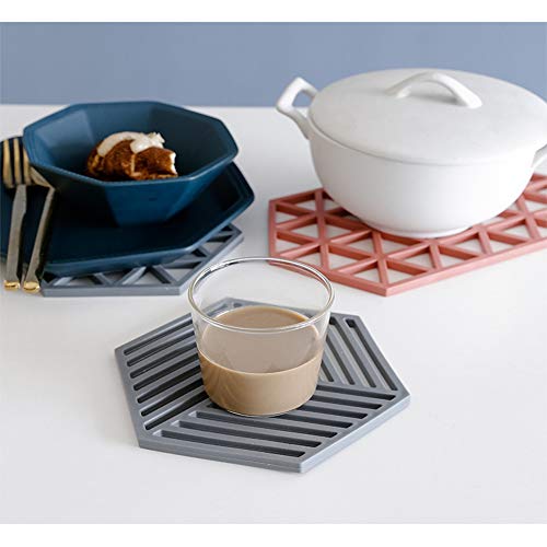 Mockery PVC Trivets Mats for Dishes and Pots, Trivets Hot Pads for Table Countertops, Heat Resistant Trivets, Kitchen Pot Mat Table Décor trivets Pads for Bowl Dish Cooking Dining Set (3PCS, Grey) - Image 4