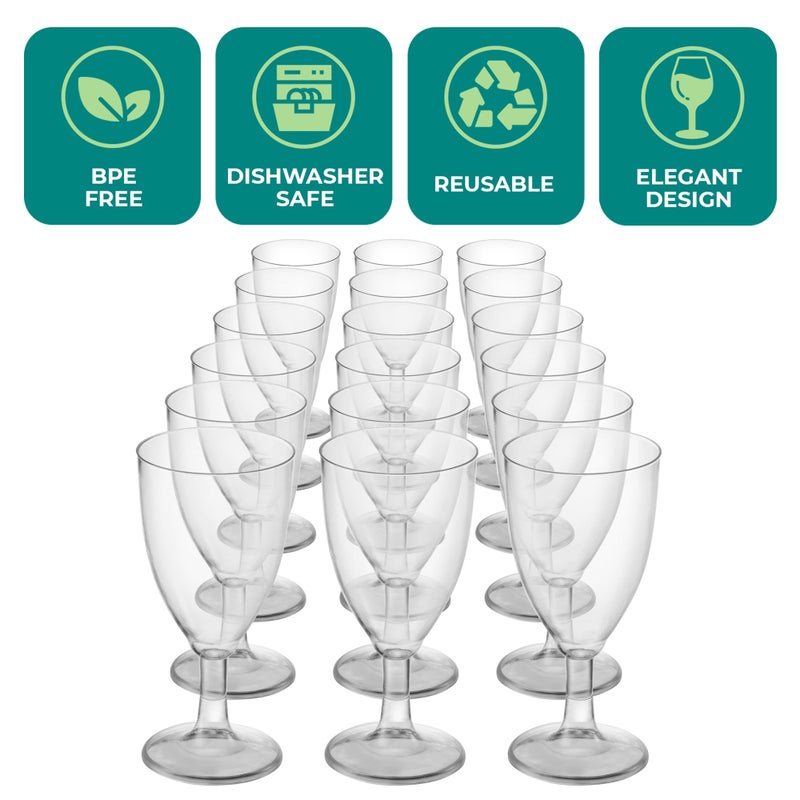 JoyServe 24 Plastic Wine Glasses Disposable - 7 Oz Clear BPA-Free Plastic Glasses with Stem, Reusable Party Wine Cups for Outdoor Parties, Weddings, Toasts, Drinks, Catering (Bulk Pack of 24) - Image 4
