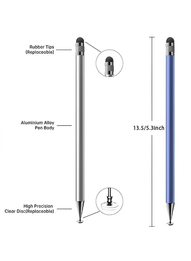 Stylus 5 PCS 2-in-1 Stylus Pen for Touch Screen High Precision and Sensitivity Suitable for iPhone/ipad/Android Tablets Compatible with All Touch Screens (Black/White/Blue/Rose Gold/Silver) - Image 2