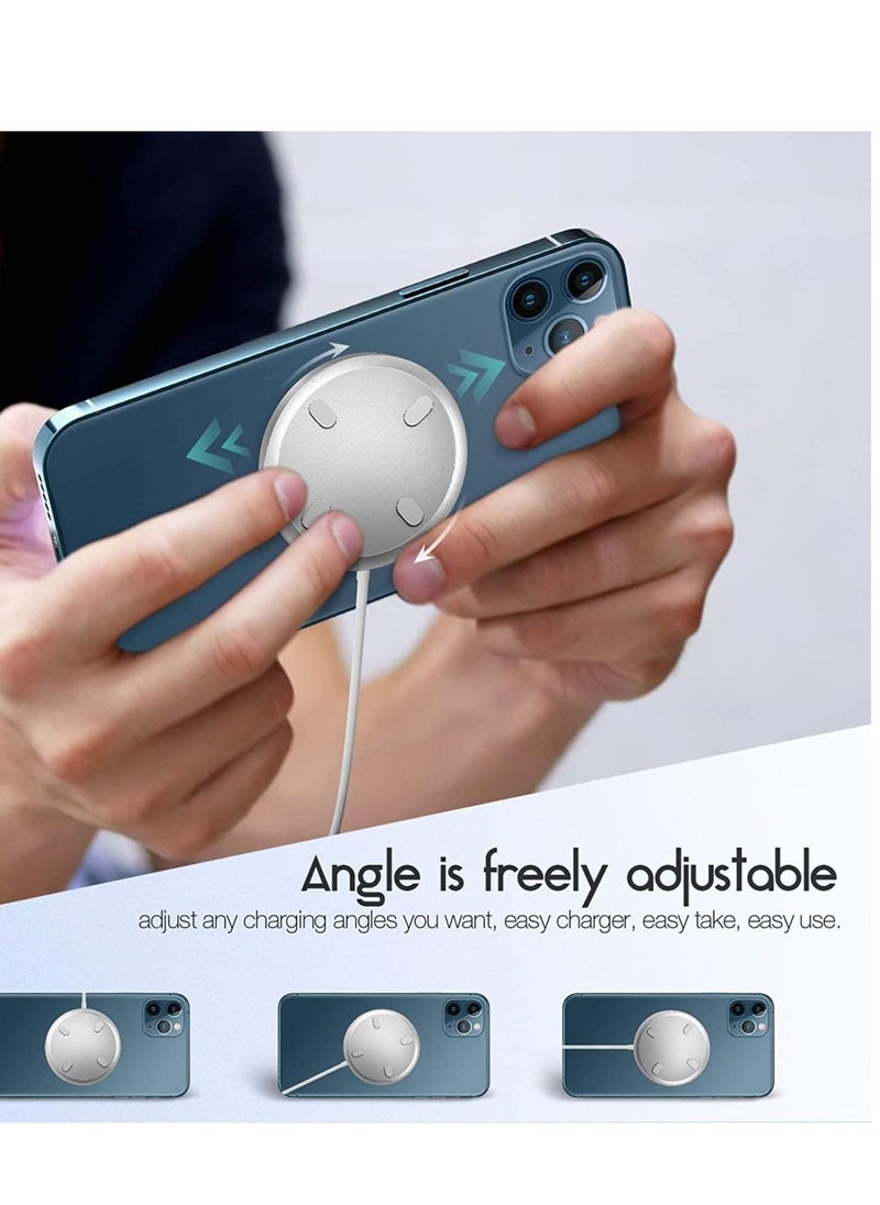 Magnetic Wireless Charger,15W Max Wireless Charging Pad with USB-C 20W PD Adapter, Compatible with MagSafe Charger for iPhone 14/14 Pro/14 Plus/14 Pro Max/iPhone 13/13 Mini/13Pro max,Silver