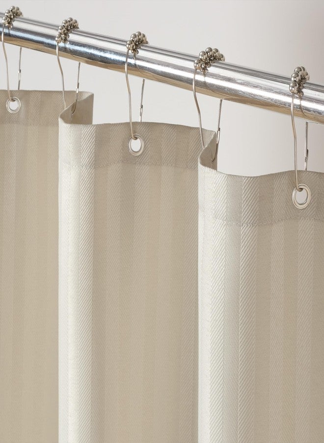 Arkwright, LLC Arkwright Bathroom Shower Curtain Set - Stainless 12 Metal Hooks, Modern Damask Woven Washable Fabric with Weighted Hem & Rust-Proof Grommets, 210 GSM Heavy Duty, 72 x 72 in, Almond Milk - Image 5