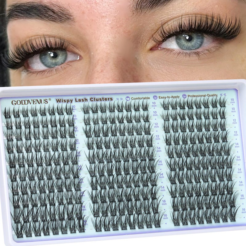 Goddvenus Wispy Lash Clusters Natural Eyelash Clusters No Makeup Look Cluster Eyelash Extensions 10-16mm DIY Lash Extension CC Curve - Image 1