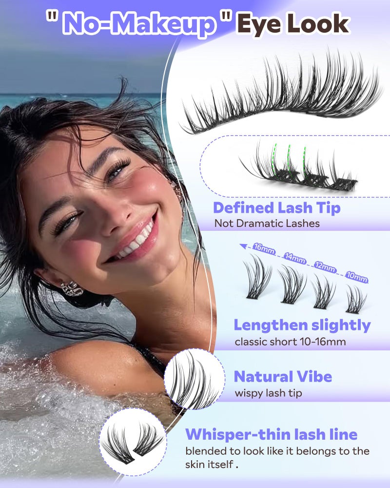 Goddvenus Wispy Lash Clusters Natural Eyelash Clusters No Makeup Look Cluster Eyelash Extensions 10-16mm DIY Lash Extension CC Curve - Image 2