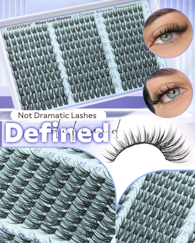 Goddvenus Wispy Lash Clusters Natural Eyelash Clusters No Makeup Look Cluster Eyelash Extensions 10-16mm DIY Lash Extension CC Curve - Image 4