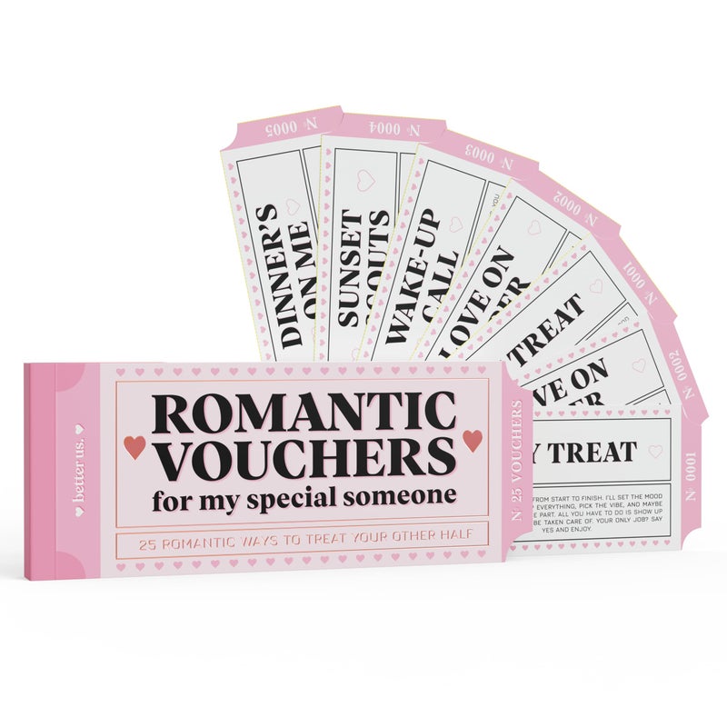 BetterUS BETTER US 25 Romantic Couples Vouchers â€“ Love Coupons for Him or Her | Thoughtful Gift for Boyfriend, Girlfriend, Husband, Wife | Anniversary, Birthday, Valentineâ€™s Day Date Night Gift - Image 1