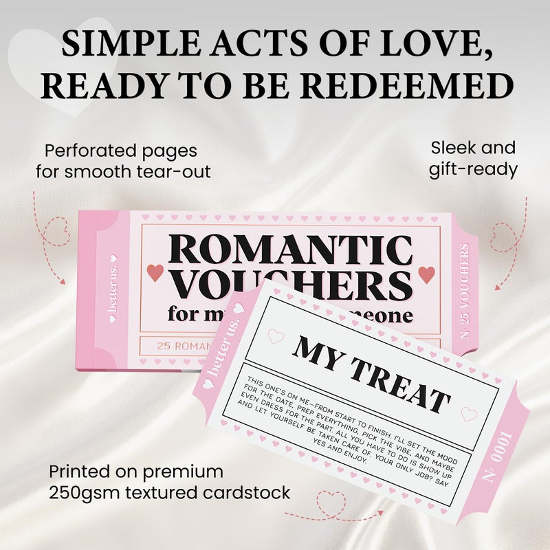 BetterUS BETTER US 25 Romantic Couples Vouchers â€“ Love Coupons for Him or Her | Thoughtful Gift for Boyfriend, Girlfriend, Husband, Wife | Anniversary, Birthday, Valentineâ€™s Day Date Night Gift - Image 3