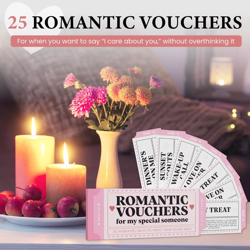 BetterUS BETTER US 25 Romantic Couples Vouchers â€“ Love Coupons for Him or Her | Thoughtful Gift for Boyfriend, Girlfriend, Husband, Wife | Anniversary, Birthday, Valentineâ€™s Day Date Night Gift - Image 2
