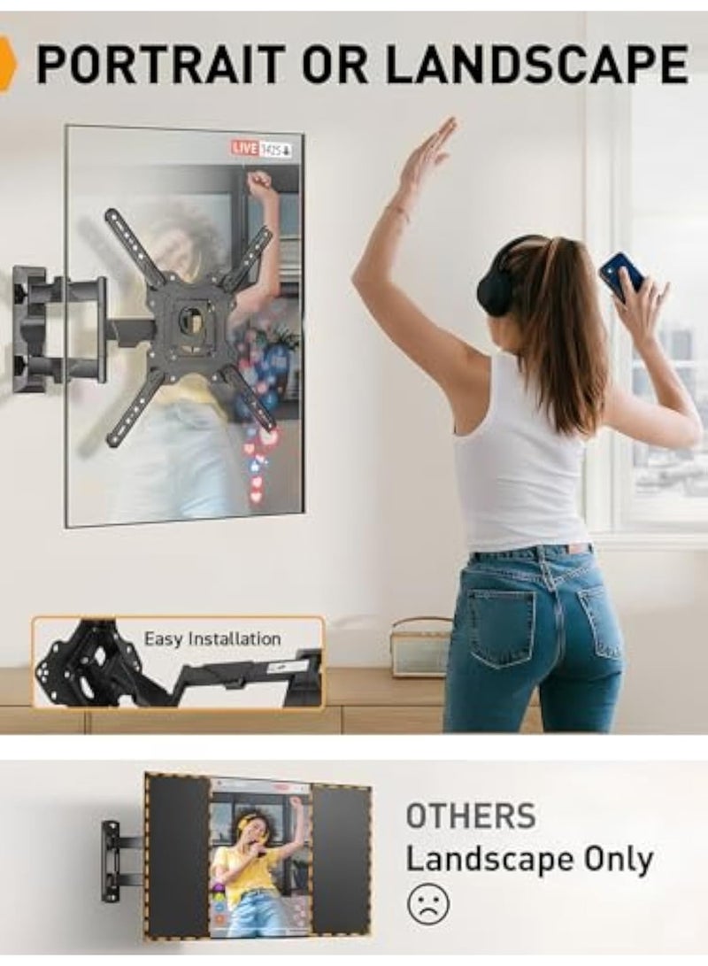 ACPLAY Full Motion TV Wall Mount for 32–65 Inch TVs, Tilt & Swivel Articulating Dual-Arm Bracket, Heavy-Duty TV Mount Fits VESA Up to 400×400mm, Supports Up to 27kg/60lbs - Image 4