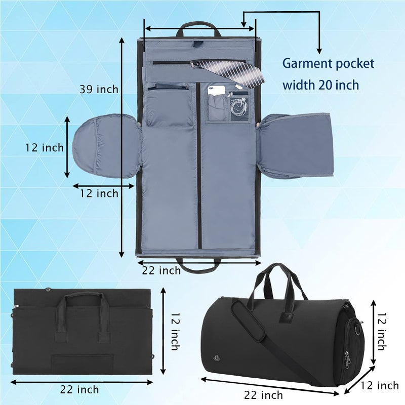 bug BUG Convertible Duffle Garment Bags for Travel Mens Suit with Shoes Compartment Black  - Image 3