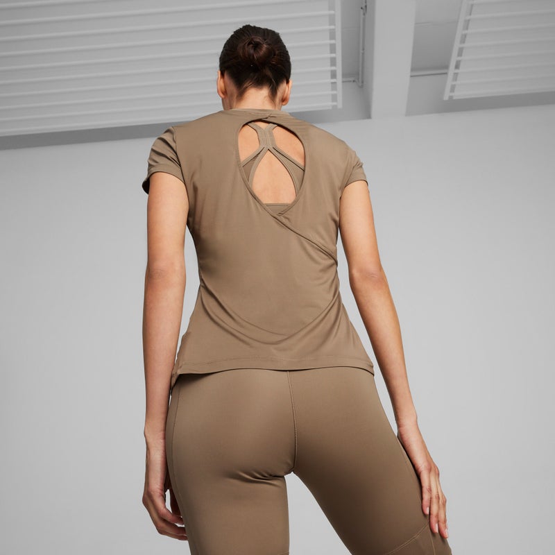 PUMA Studio Sheer Fashion Womens Brown Training T-shirt - Image 2
