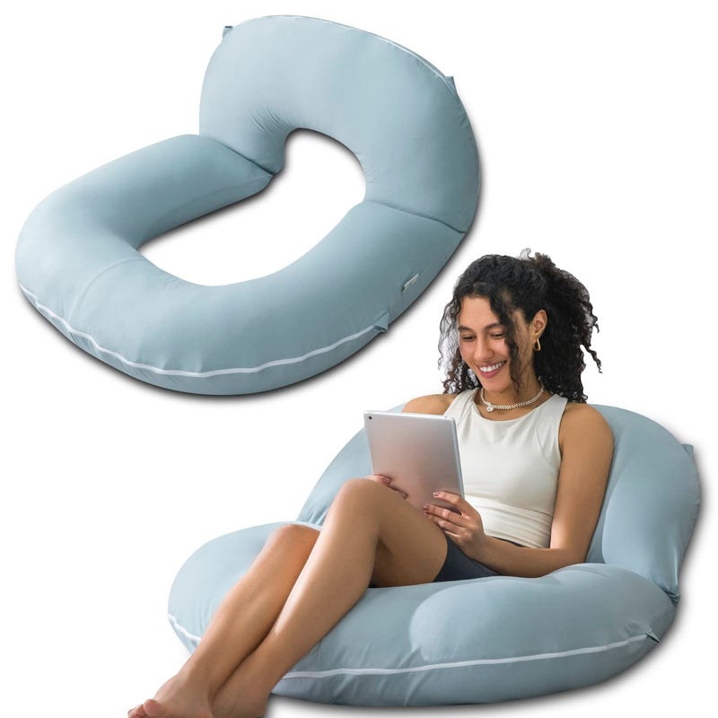 INSEN Reading Pillow, Back Pillow for Sitting in Bed for Reading, Nurse & Relax, Reading Pillow for Adults, Moms & Kids, Sit Up Pillow for Bed, Green Jersey - Image 1