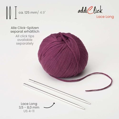 addi Click Lace Long Interchangeable Knitting Needle Tips 4.50mm - Image 2