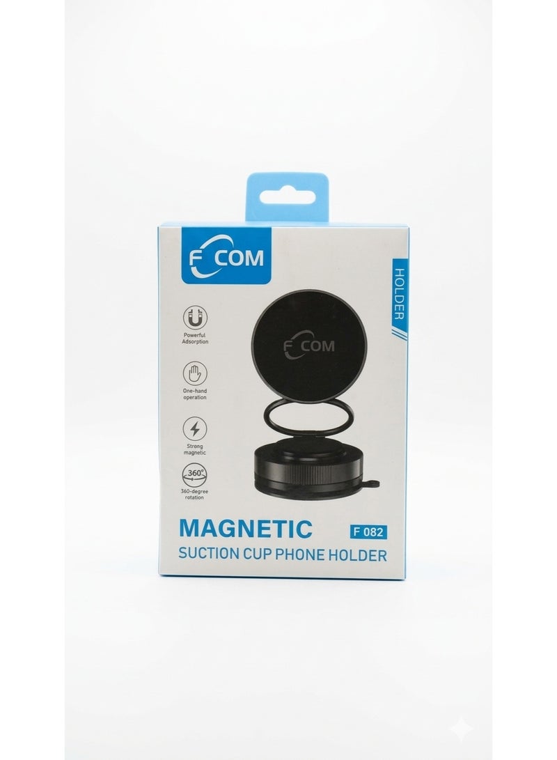 FCOM F-COM Magnetic & Vacuum Suction Phone Mount – 360° Rotation Desktop & Car Dashboard Stand – Model F 082 - Image 1