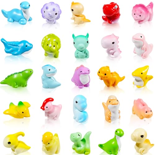 Exasinine 25 Pcs Mini Dinosaur Figurines Set Mini Resin Animals Miniature Dinosaur Figurines for DIY Micro Landscapes Terrarium Fairy Garden Birthday Gift - Image 1