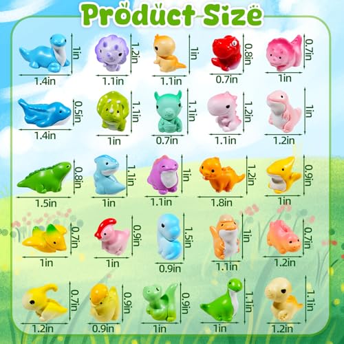 Exasinine 25 Pcs Mini Dinosaur Figurines Set Mini Resin Animals Miniature Dinosaur Figurines for DIY Micro Landscapes Terrarium Fairy Garden Birthday Gift - Image 2
