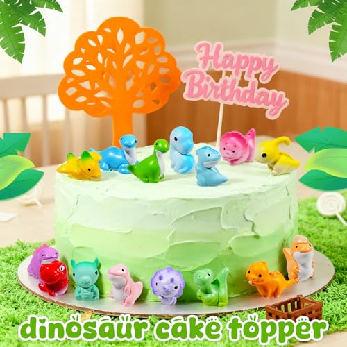 Exasinine 25 Pcs Mini Dinosaur Figurines Set Mini Resin Animals Miniature Dinosaur Figurines for DIY Micro Landscapes Terrarium Fairy Garden Birthday Gift - Image 5