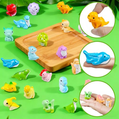 Exasinine 25 Pcs Mini Dinosaur Figurines Set Mini Resin Animals Miniature Dinosaur Figurines for DIY Micro Landscapes Terrarium Fairy Garden Birthday Gift - Image 3
