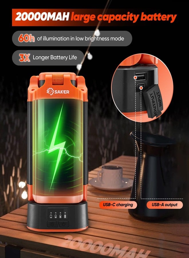 Saker Portable Camping Light with Stand 73inch 20000mAh Rechargeable LED Work Lights 800/3200 Lumen 4000/6500K Emergency Lights for Camping, Garage, Outdoor Work, Power Outages, Fishing LD18 - Image 3