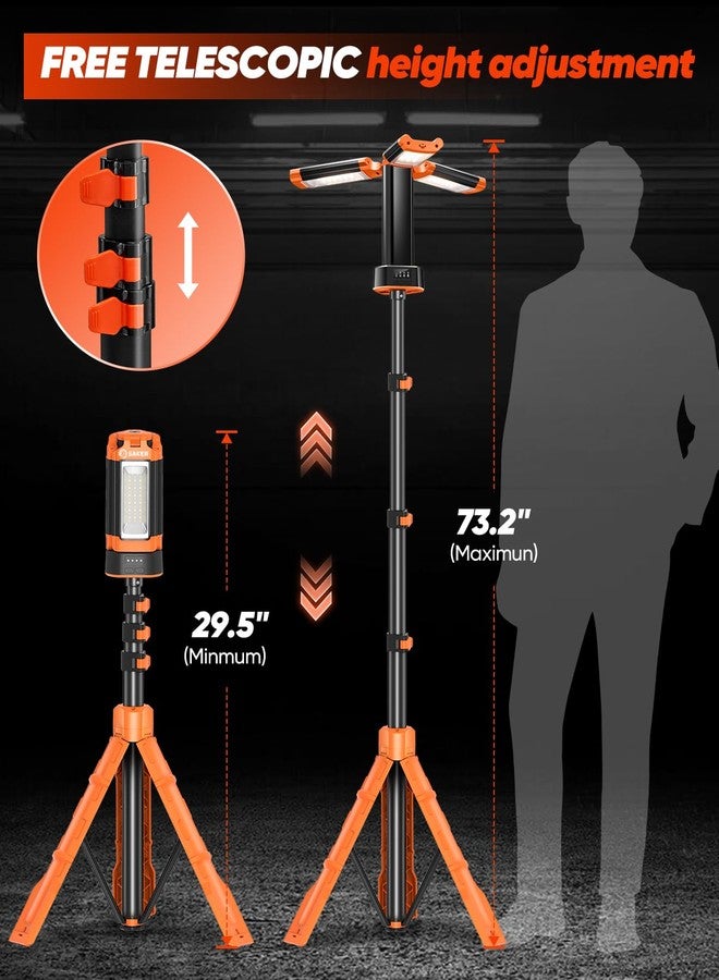 Saker Portable Camping Light with Stand 73inch 20000mAh Rechargeable LED Work Lights 800/3200 Lumen 4000/6500K Emergency Lights for Camping, Garage, Outdoor Work, Power Outages, Fishing LD18 - Image 4