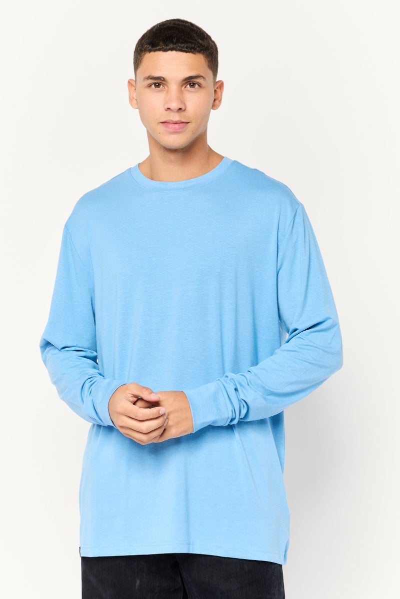 KANGOL Men Crew Neck Long Sleeves Chambray T-Shirt, Steel Blue - Image 1