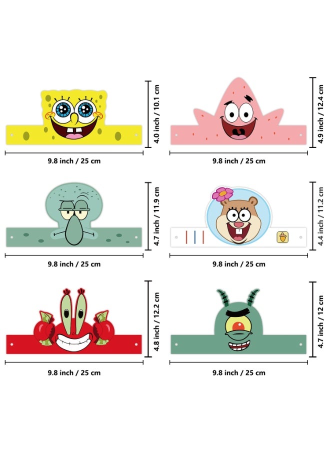 ILovhaprty SpongeBob Party Favors Paper Glasses and Headbands Set, 12 Pcs SpongeBob Paper Party Costume Accessories Patrick Star Headbands for Kids Birthday Party Photo Booth Props Classroom Events - Image 3
