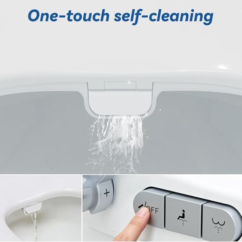 Clirass Bidet Toilet Seat, Soft Close Toilet Seat, Button control Feminine/Posterior Wash Switch, Knob Control Water Pressure,White Bidet Seat Attachment with Brass inlet (Elongated-D) - Image 5