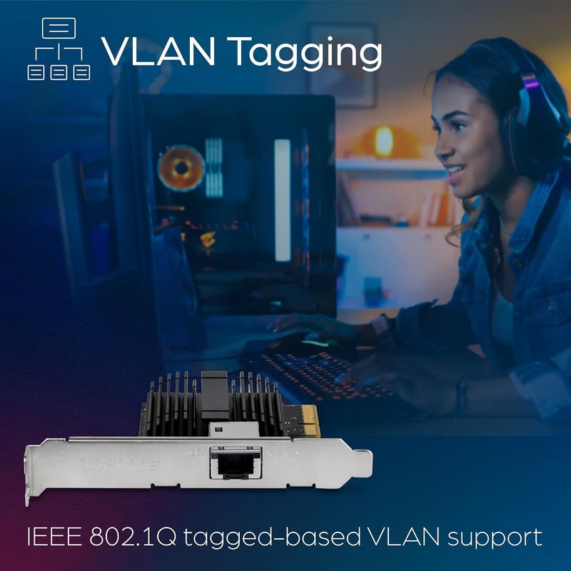 Trendnet 10G PCIe Network Adapter, TEG-10GECTX, Convert a PCI Express Slot Into a 10 Gigabit Ethernet Port, 802.1Q VLAN Tagging, Windows and Windows Server Support - Image 3
