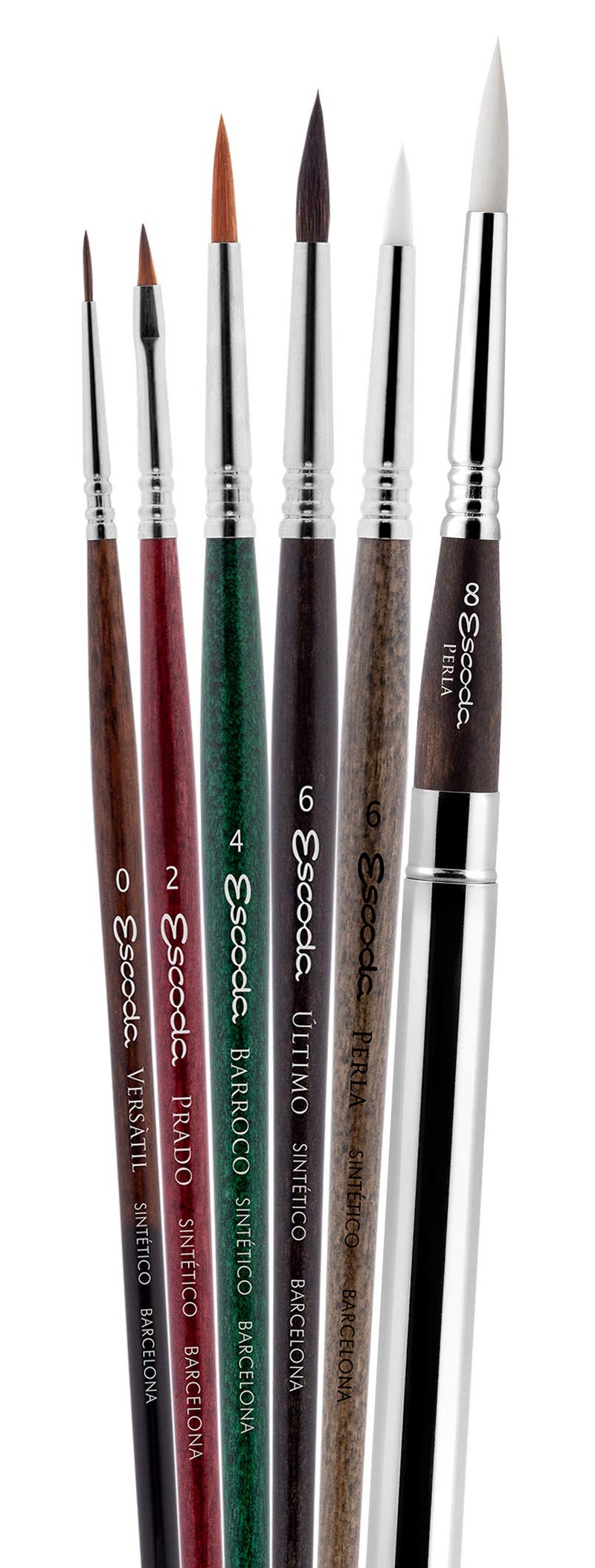 Escoda | Illustration and Comics Set with 6 Brushes | Size 0,2,4,6,6,8 | Synthetic | Kolinsky Synthetic + Tame + White Toray + Gold Toray + Tendo | Round Pointed + Bright + Round Pointed Short Length - Image 4