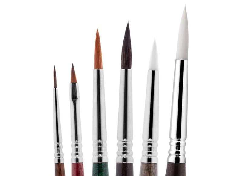 Escoda | Illustration and Comics Set with 6 Brushes | Size 0,2,4,6,6,8 | Synthetic | Kolinsky Synthetic + Tame + White Toray + Gold Toray + Tendo | Round Pointed + Bright + Round Pointed Short Length - Image 2