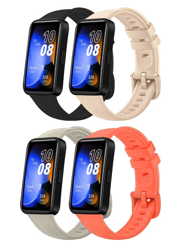CATANES 4 Packs Of Huawei Band 8 Watch Band for Men Women Sport Watch Strap Lightweight Silicone Replacement Band Multicolour