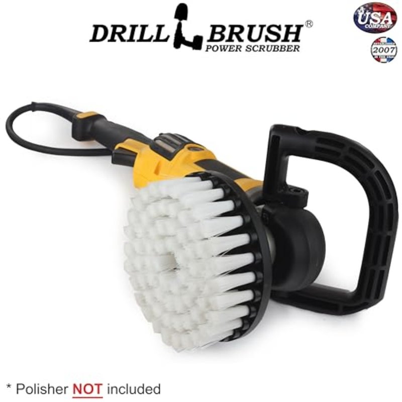 Rug - Carpet Cleaner - Stain Remover - Scrub Brush - 7in - Soft White - 7/9 inch - Variable Speed Polisher - 5/8 x 11 Threaded Hub - Wood - Furniture - Upholstery - Leather Cleaner - Floor Scrubber - Image 4