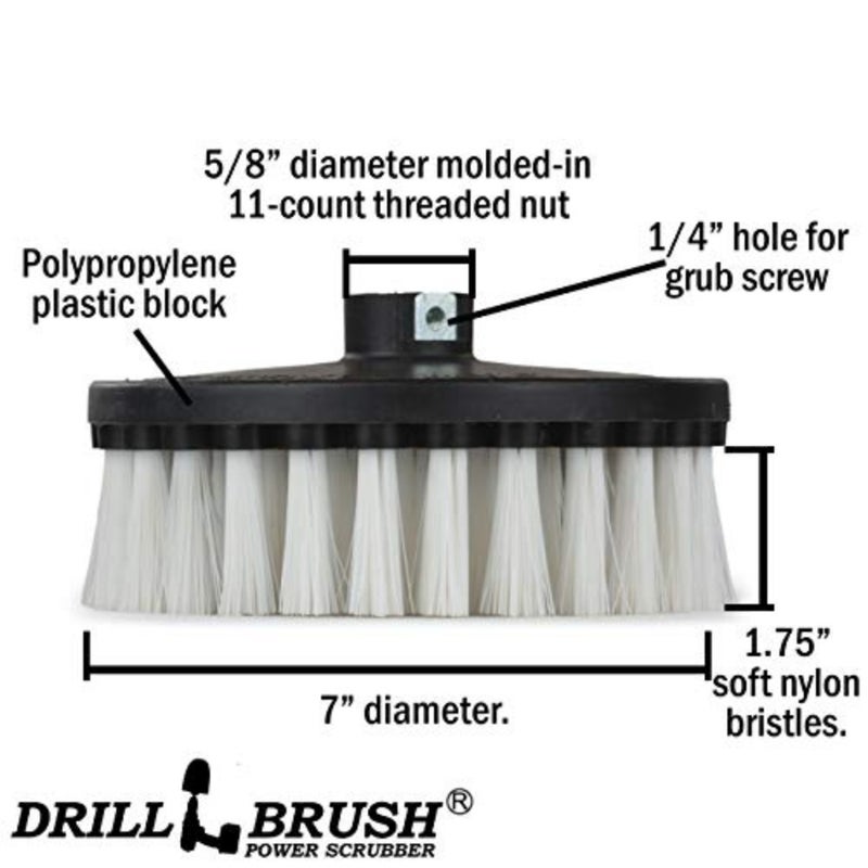 Rug - Carpet Cleaner - Stain Remover - Scrub Brush - 7in - Soft White - 7/9 inch - Variable Speed Polisher - 5/8 x 11 Threaded Hub - Wood - Furniture - Upholstery - Leather Cleaner - Floor Scrubber - Image 5
