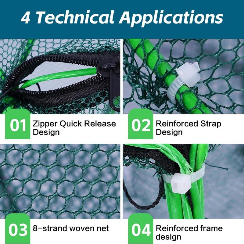 SUSOO Foldable Fishing Net with 10 Holes - 360° Collapsible Bait Trap for Crayfish, Shrimp, Crab, Lobster, and Minnow - Image 3