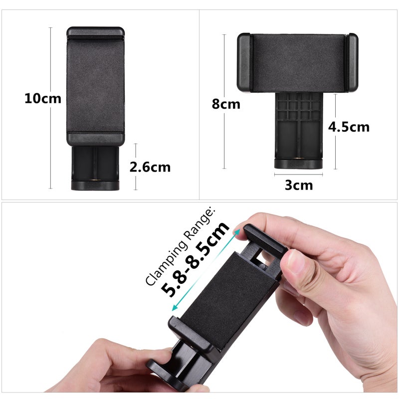 Phone Holder 5.8-8.5cm Clamping Range 360°Rotatable Multi-angle Use Smartphone Tripod Mount - Universal 1/4 Quick Mounting Detachable Phone Clamp for Tripod, Monopod or Selfie Stick - Image 3