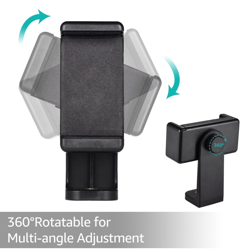 Phone Holder 5.8-8.5cm Clamping Range 360°Rotatable Multi-angle Use Smartphone Tripod Mount - Universal 1/4 Quick Mounting Detachable Phone Clamp for Tripod, Monopod or Selfie Stick - Image 4