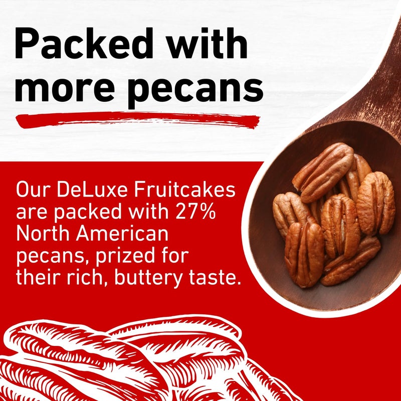 Collin Street Bakery DeLuxe® Fruitcake in Collectible Gift Tin - 101 Regular Size 7” Cake with Pecans, Cherries, Pineapple, Papaya, Raisins, & Honey (1 lb 14 oz) - Image 3