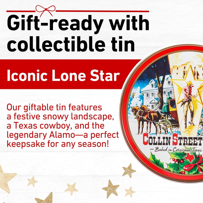 Collin Street Bakery DeLuxe® Fruitcake in Collectible Gift Tin - 101 Regular Size 7” Cake with Pecans, Cherries, Pineapple, Papaya, Raisins, & Honey (1 lb 14 oz) - Image 4