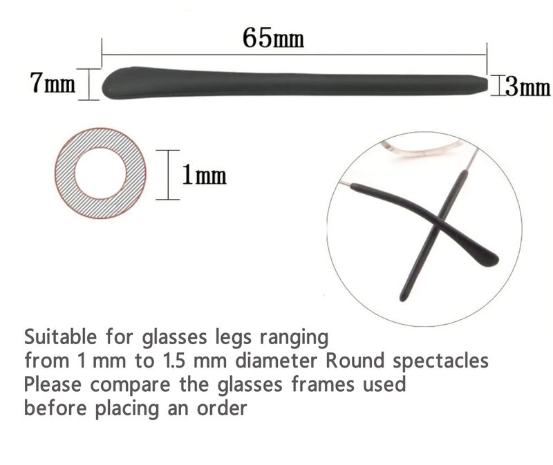 Hengke 5 Pairs Colorful Anti-Slip Silicone Eyeglass End Tips Glasses Ear Hooks Sport Eyeglass Strap Holder Temple Tips Spectacle Retainers  Anti-Slip Elastic Comfort Glasses Retainers  Black Clear - Image 3